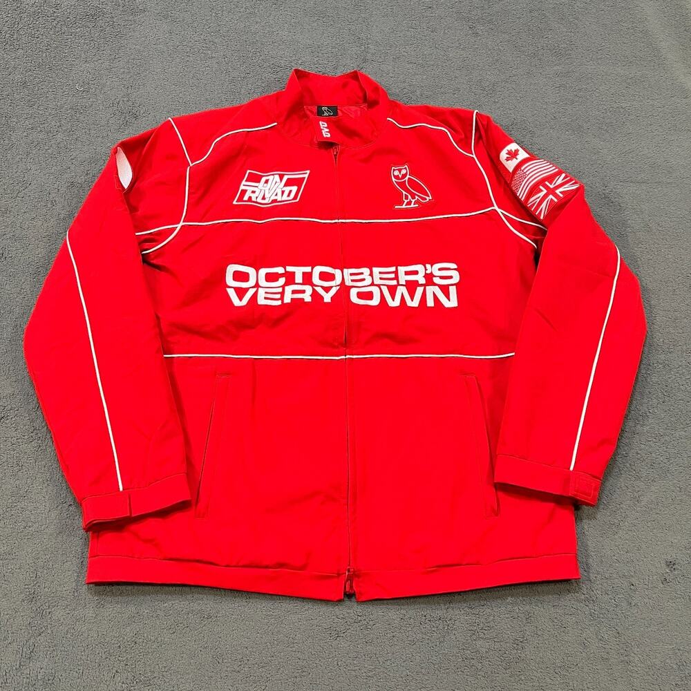 OVO October’s Very Own On Road Full Zip Track Jacket Red Drake Flag Patch-XL